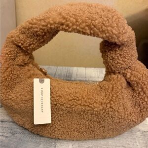 Anthropologie Teddy Faux-Shearling Top-Handle Bag - Camel Brown